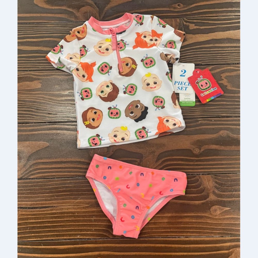 5/$20 NEW 2Pc 18M Girls CoComelon Rashguard Swimsuit Set